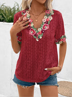 Embroidery V-Neck Blouse