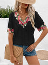 Embroidery V-Neck Blouse