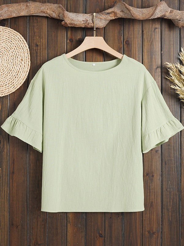 Solid Round-Neck Blouse