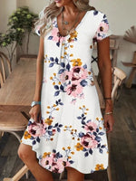 Printed V-Neck Tee Dress