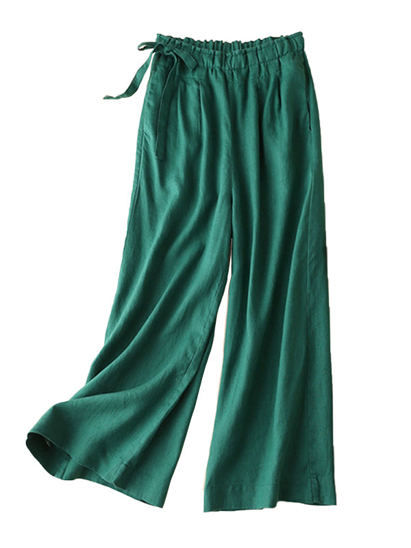 Solid Tied Wide-Leg Pants