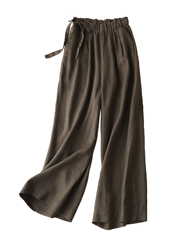 Solid Tied Wide-Leg Pants