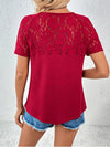 Lace-Combo V-Neck Tee