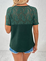 Lace-Combo V-Neck Tee