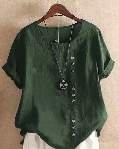 Round-Neck Button Tee