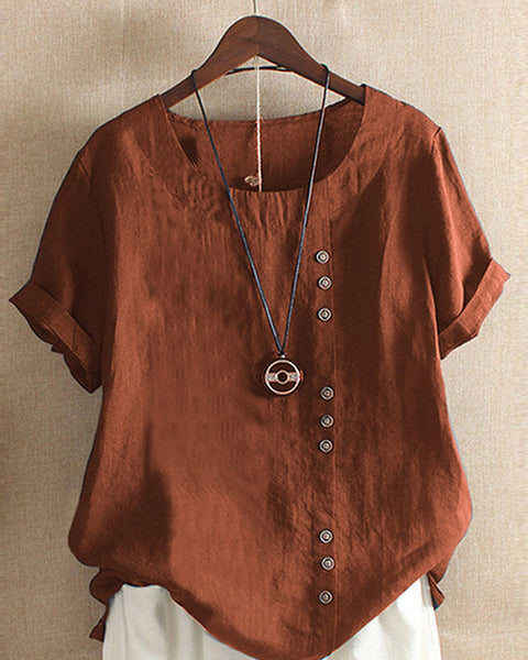 Round-Neck Button Tee