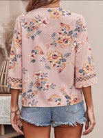 Lace-Combo V-Neck Blouse