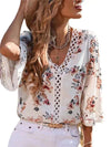 Lace-Combo V-Neck Blouse