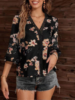 Lace-Combo V-Neck Blouse