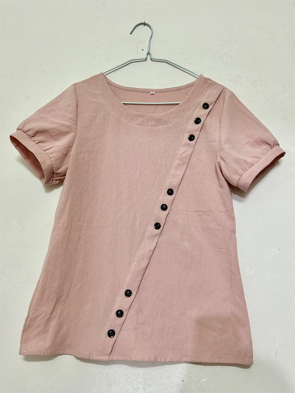 Round-Neck Button Tee