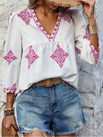 Printed V-Neck Blouse