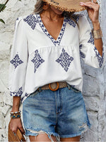 Printed V-Neck Blouse