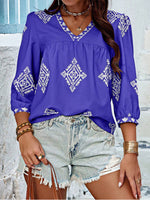 Printed V-Neck Blouse