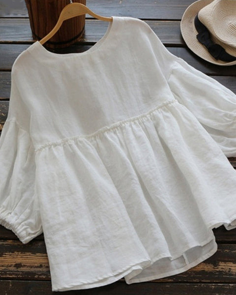 Prettybeautie Solid Peplum Blouse
