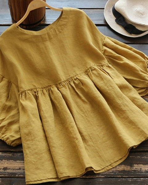 Prettybeautie Solid Peplum Blouse