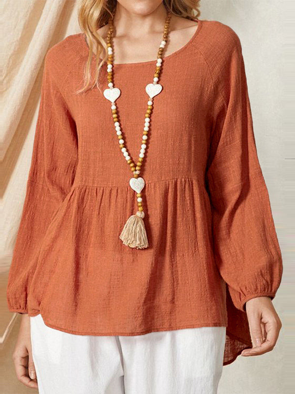 Solid Round-Neck Blouse