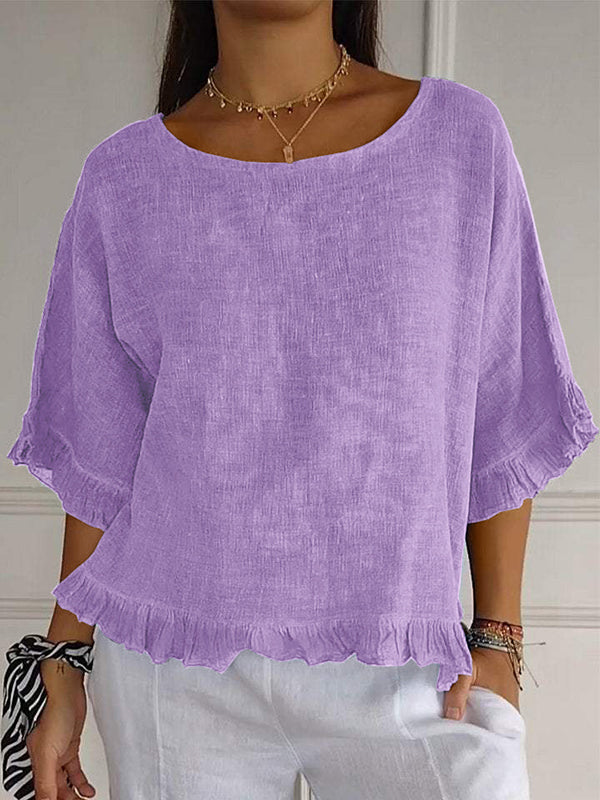 Prettybeautie Frilled Round-Neck Tee