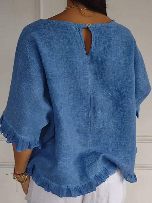 Prettybeautie Frilled Round-Neck Tee