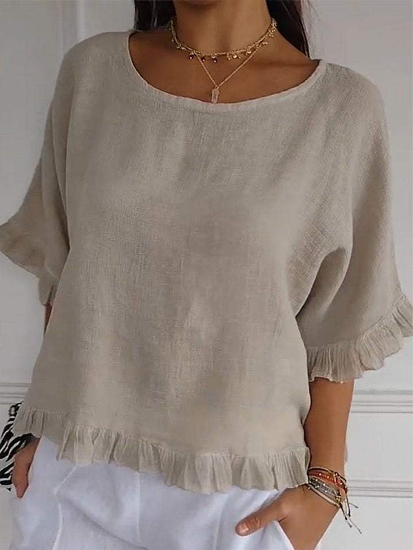 Prettybeautie Frilled Round-Neck Tee