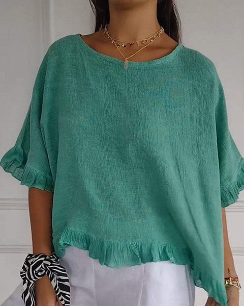 Prettybeautie Frilled Round-Neck Tee