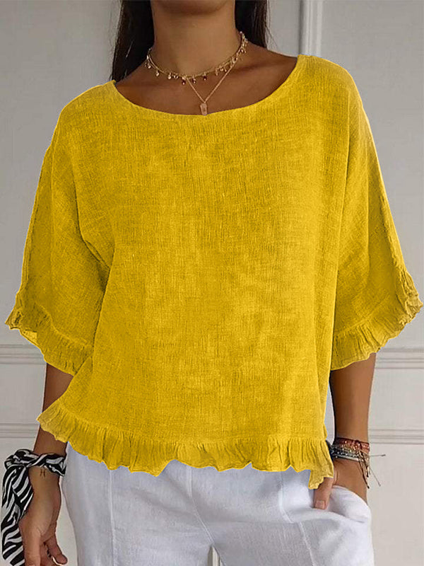 Prettybeautie Frilled Round-Neck Tee