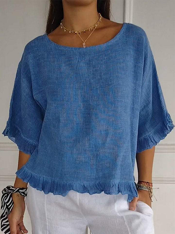 Prettybeautie Frilled Round-Neck Tee