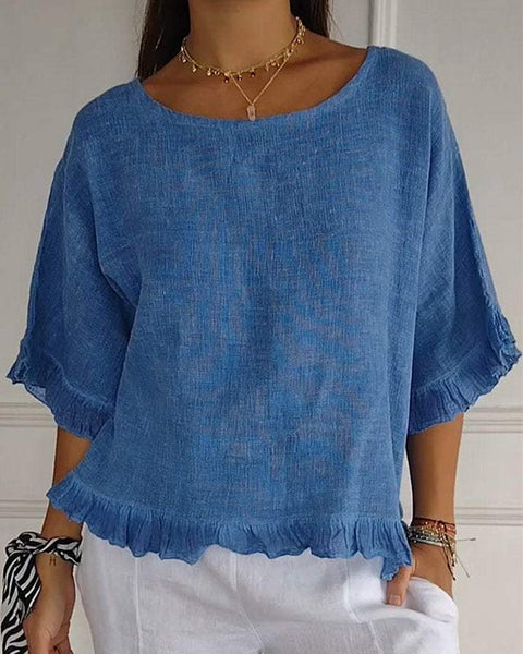 Prettybeautie Frilled Round-Neck Tee