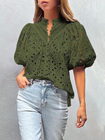 Button-Front Lace Blouse