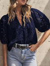 Button-Front Lace Blouse