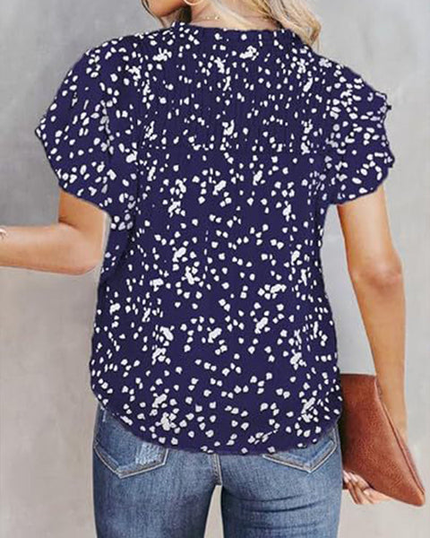 Printed V-Neck Blouse