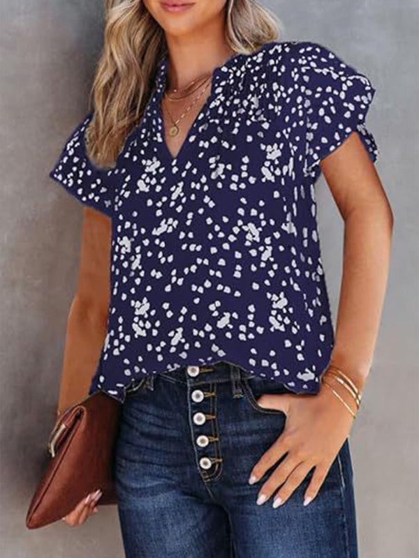 Printed V-Neck Blouse