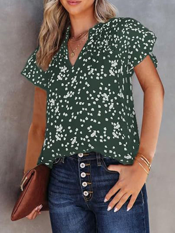 Printed V-Neck Blouse