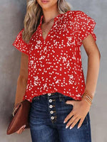 Printed V-Neck Blouse