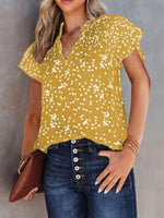 Printed V-Neck Blouse