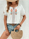 Embroidery V-Neck Shirt