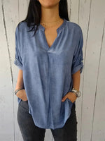 V-Neck Button-Back Shirt