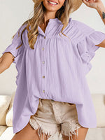 Ruched Button-Front Shirt