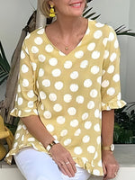 Dot V-Neck Blouse