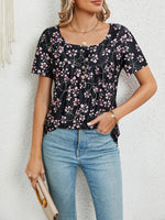 Printed Button-Front Tee