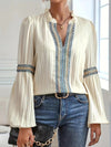 Lace-Combo V-Neck Blouse