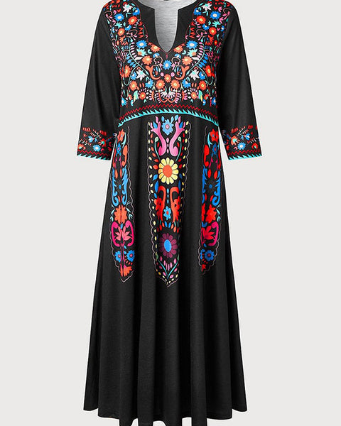 Printed V-Neck Dress