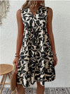 Printed V-Neck Sleeveless Dress