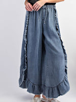 Ruffle Wide-Leg Jeans