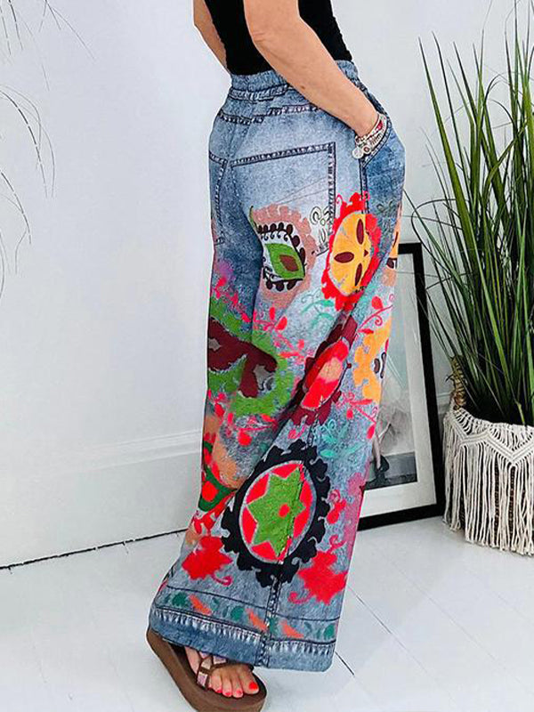 Printed Wide-Leg Pants