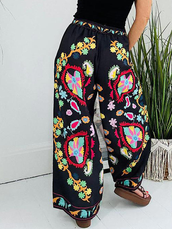 Printed Wide-Leg Pants