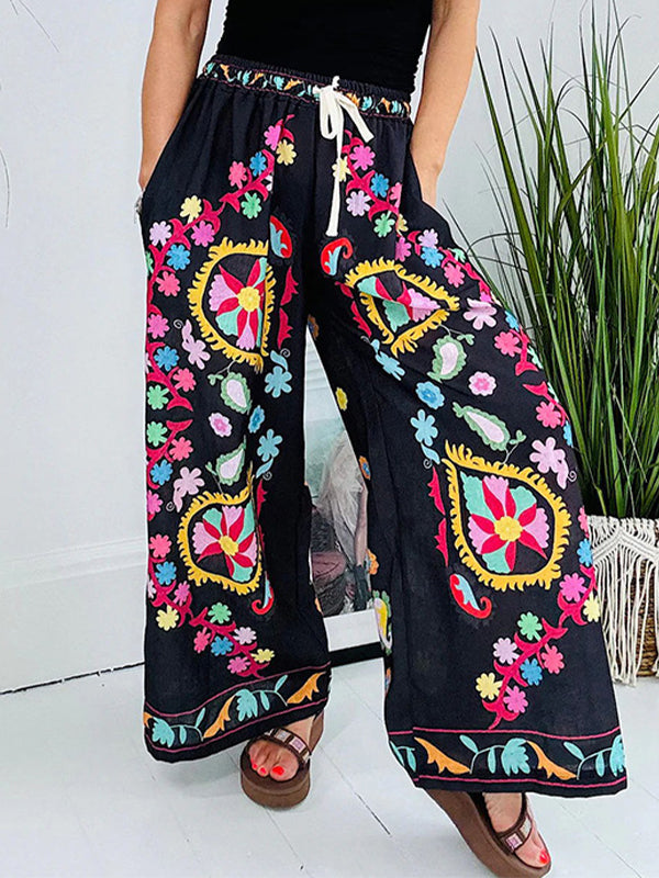 Printed Wide-Leg Pants