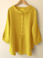 Solid Button-Front Blouse