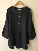 Solid Button-Front Blouse