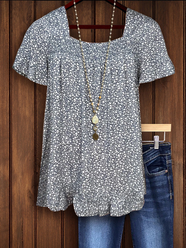 Printed Square-Neck Tee