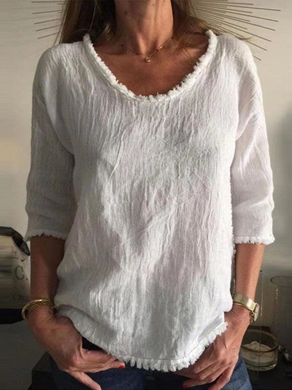 Round-Neck Fringe Tee